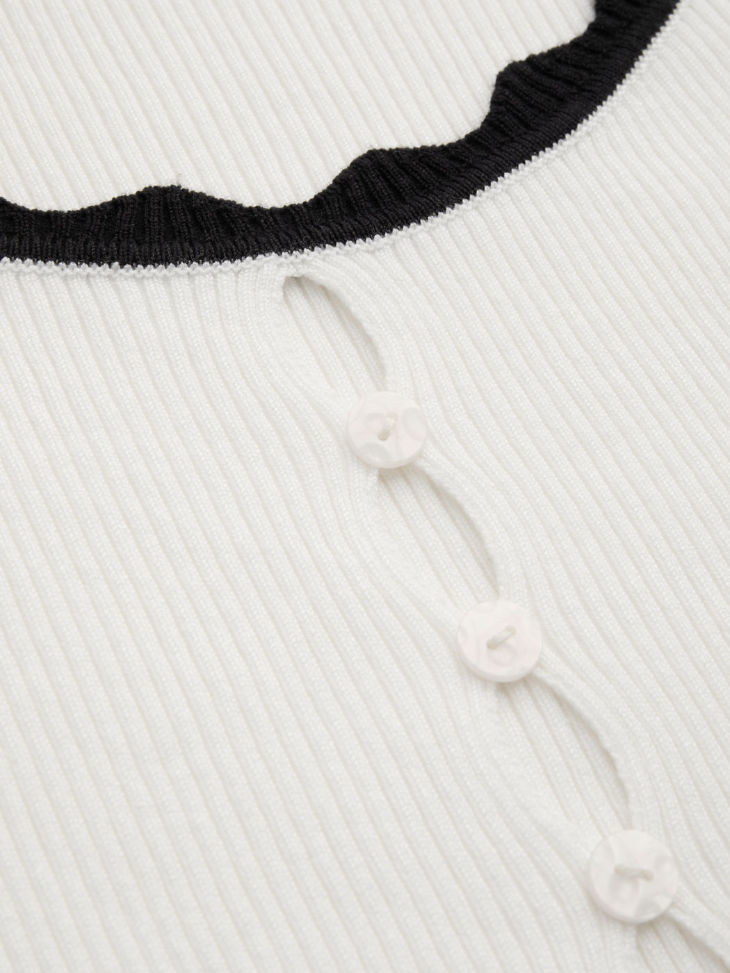 Knit Square Neck Solid Hollow Out Contrasting Binding Long Sleeve Top