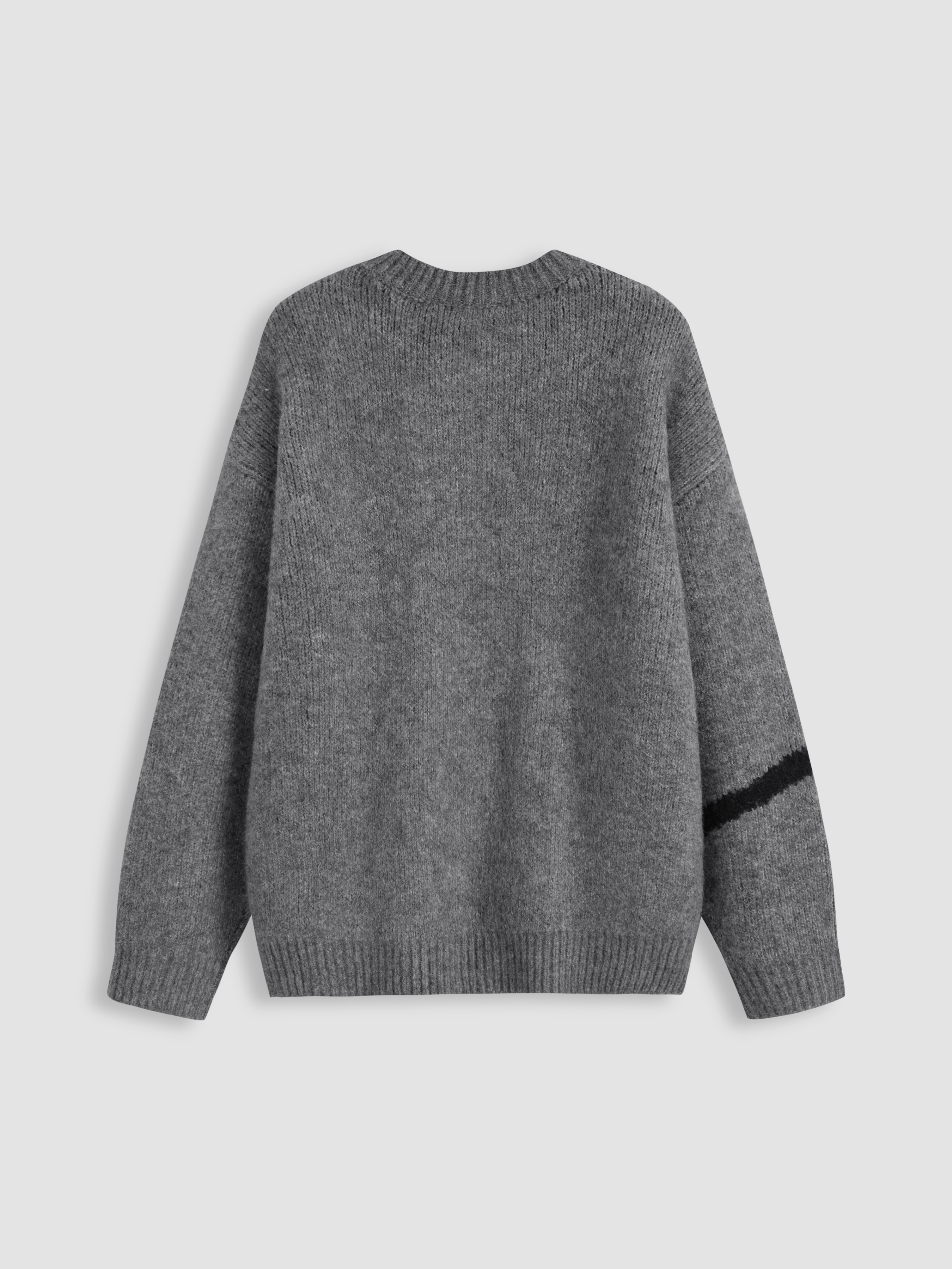 トップス POSTELEGANT FineWool CircularRibCrewNeck Oversized Tunic Sweater