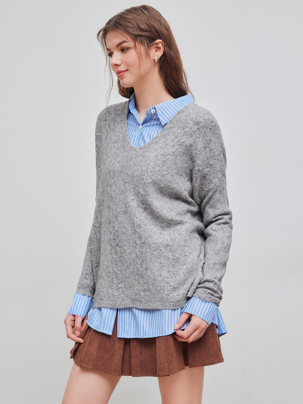 Wool-Blend V-neck Oversized Sweater