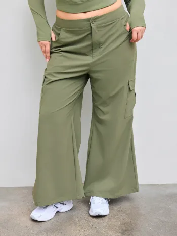 Corduroy Corduroy Mid Waist Pleated Wide Leg Trousers Curve & Plus For School Daily Casual
