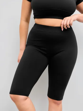 CIDERBUTTER™ Mid Rise Solid Knee Length Leggings Curve & Plus