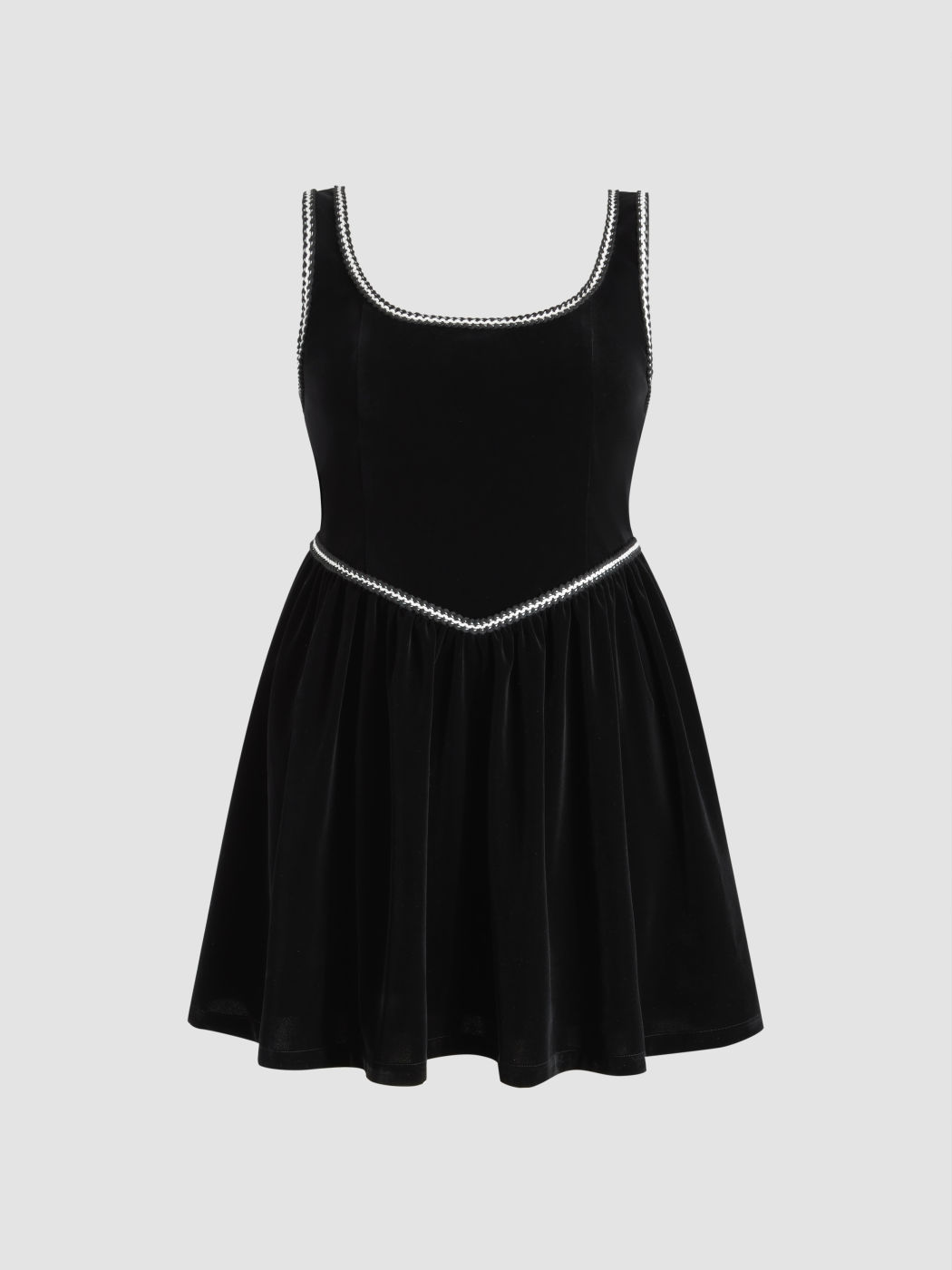 Samt Kontrast Mini Kleid Kurve & Plus