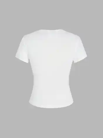 Rundhalsausschnitt Mund Grafik Kurzarm Tee