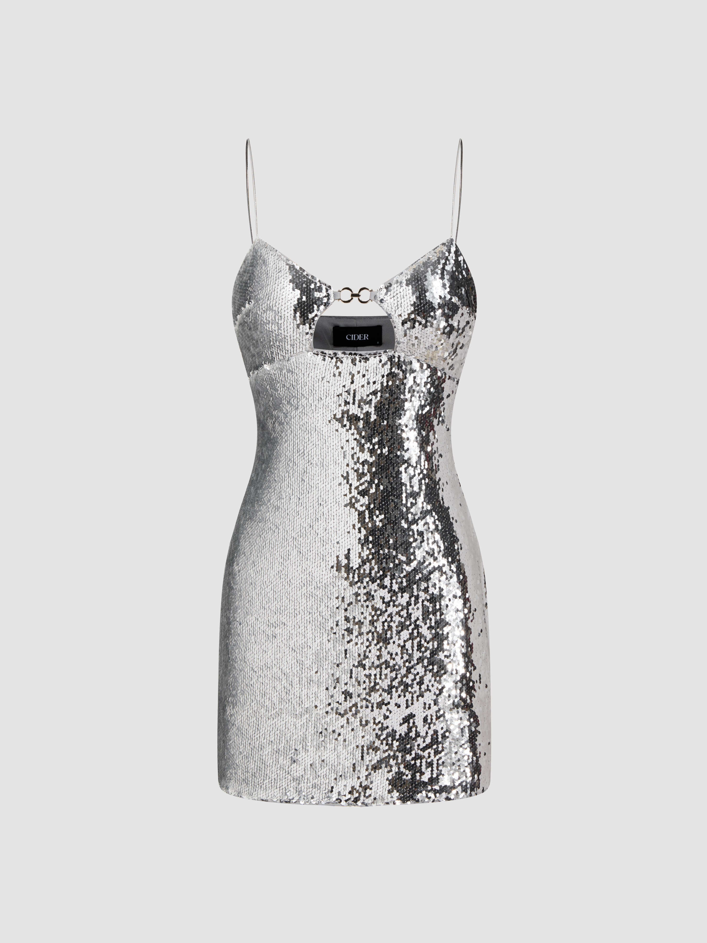 Sequin V-neck Solid Cut Out Backless Mini Dress