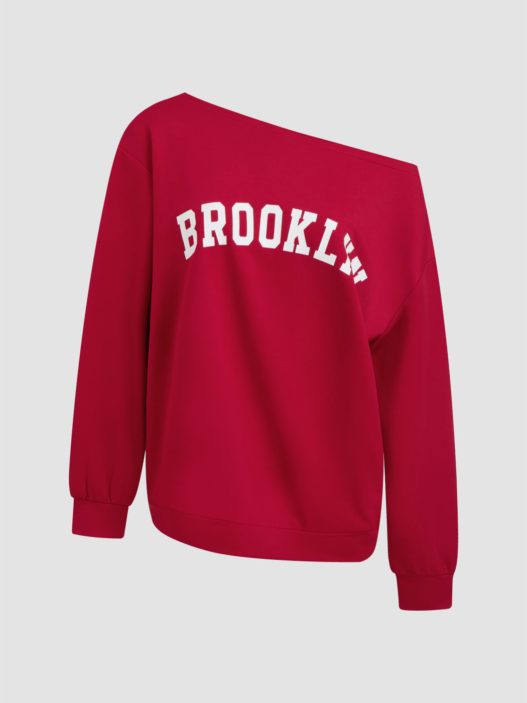 Brooklyn Terry Asymmetrical Neck Graphic Oversized Sweatshirt