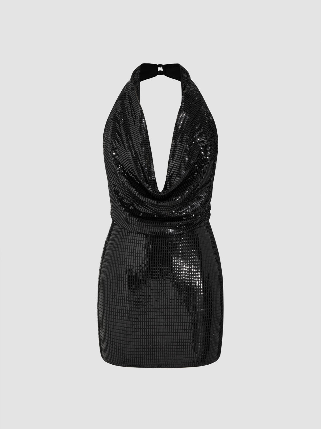 Sequin Halter Cowl Neck Backless Mini Dress