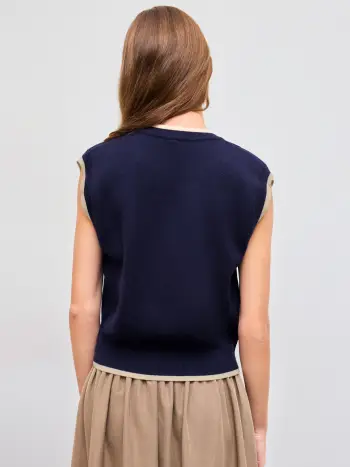 Gilet a maglia con scollo rotondo e grafica a contrasto per cani