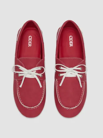 LACE-UP FAUX LEATHER SNEAKERS