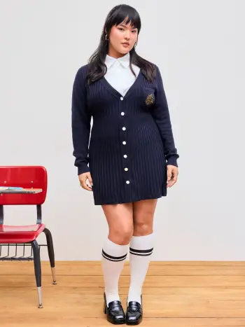 Knit Cider Club - Mini abito con bottoni e scollo a V Curve & Plus