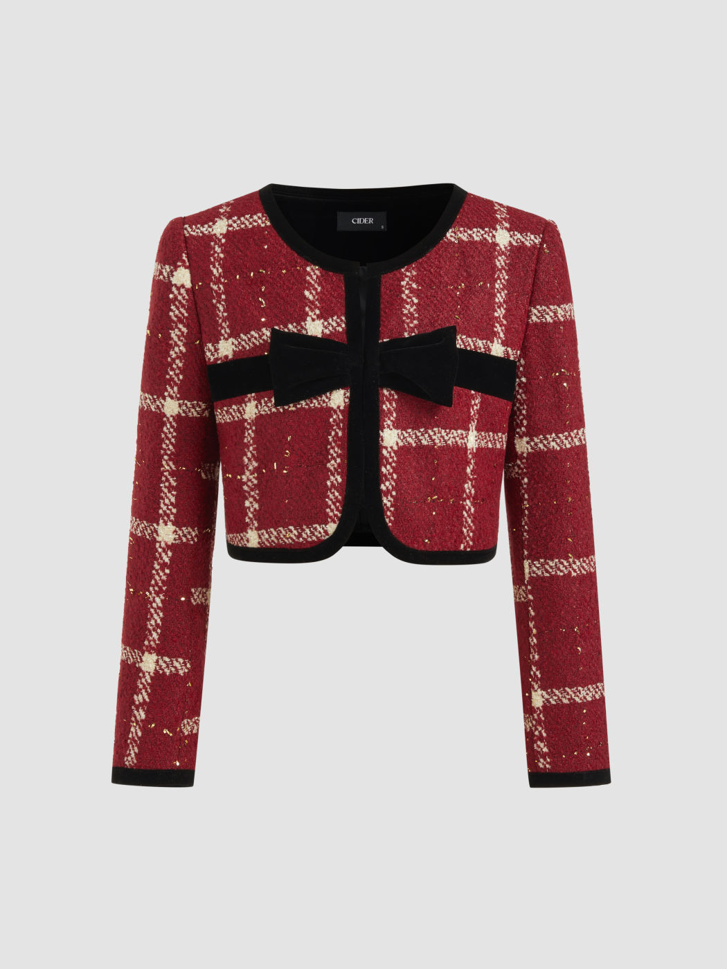 Tweed Rundhals Schleifen Jacken