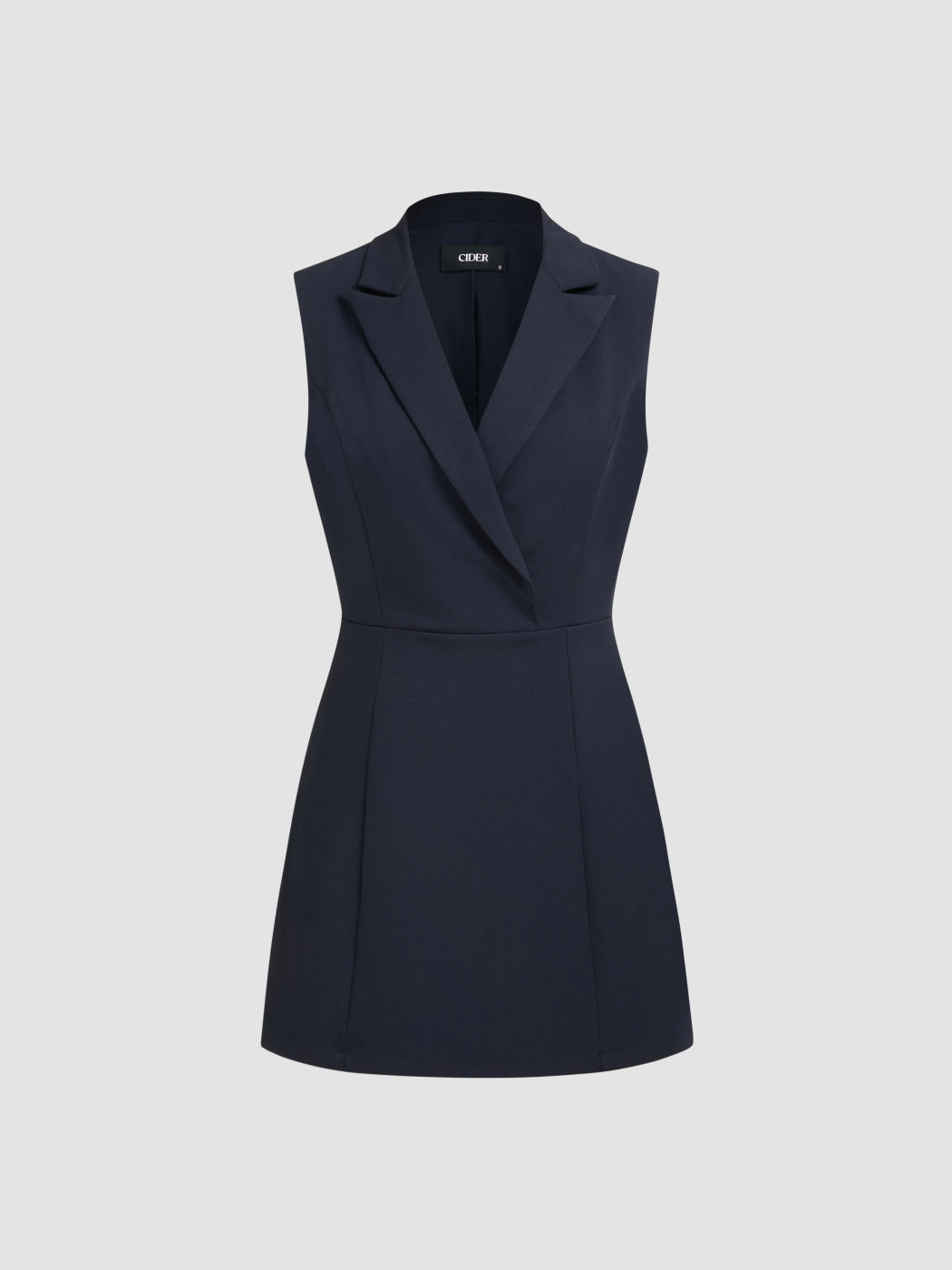 Notched Collar Solid Mini Dress