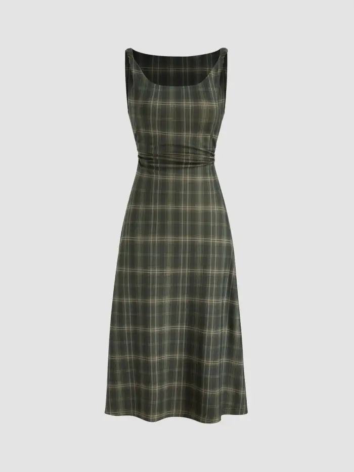 Mesh Halter Neckline Polka Dot Ruched Midi Dress