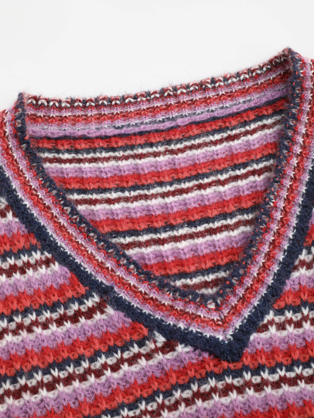 Knit Wool-blend V-neck Striped Oversized Sweater