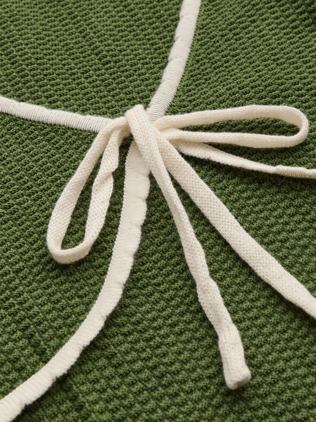 Knit V-neck Contrasting Binding Knotted Mini Dress