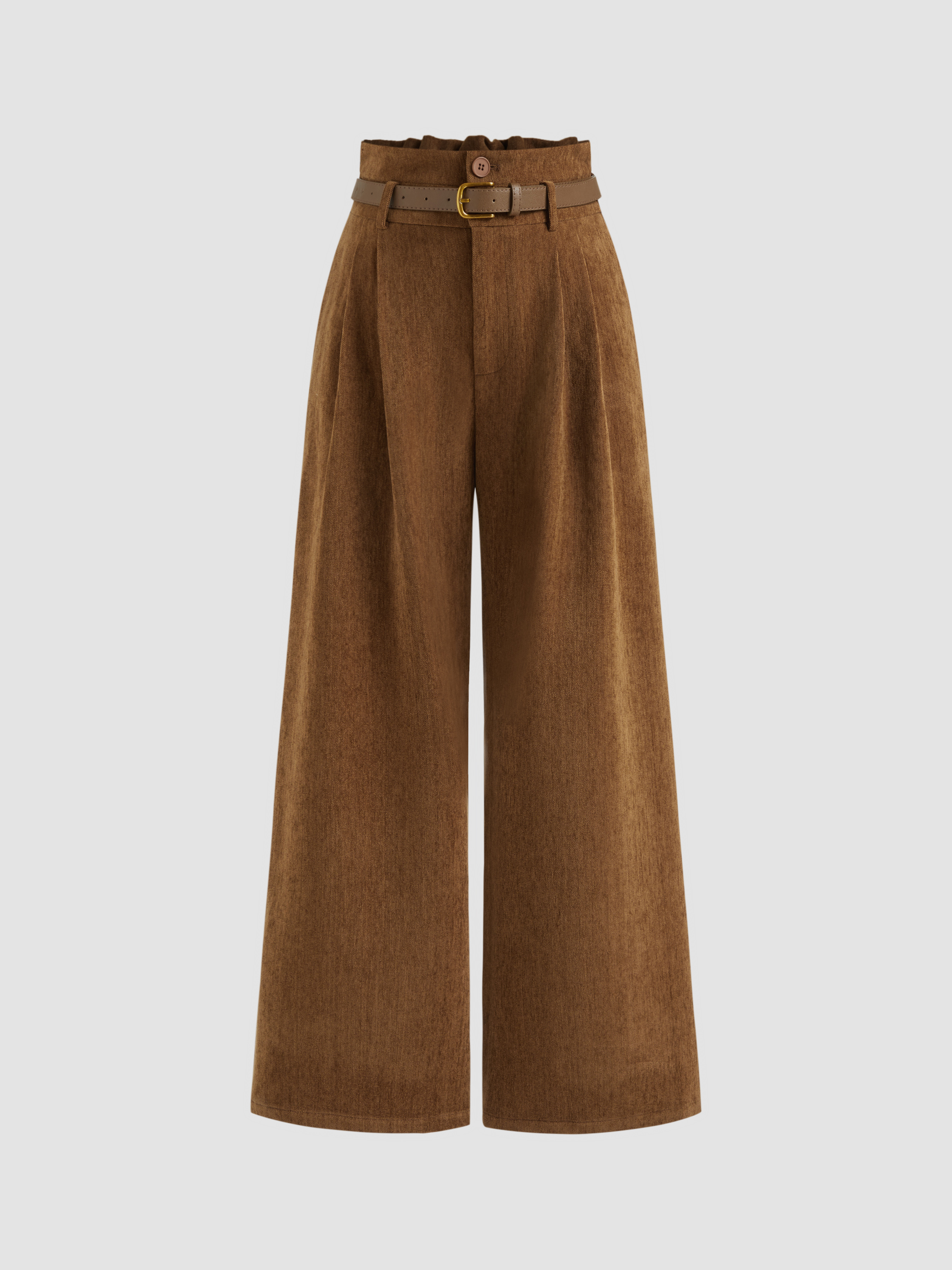 Woven Petite Houndstooth High Rise Wide Leg Trousers With