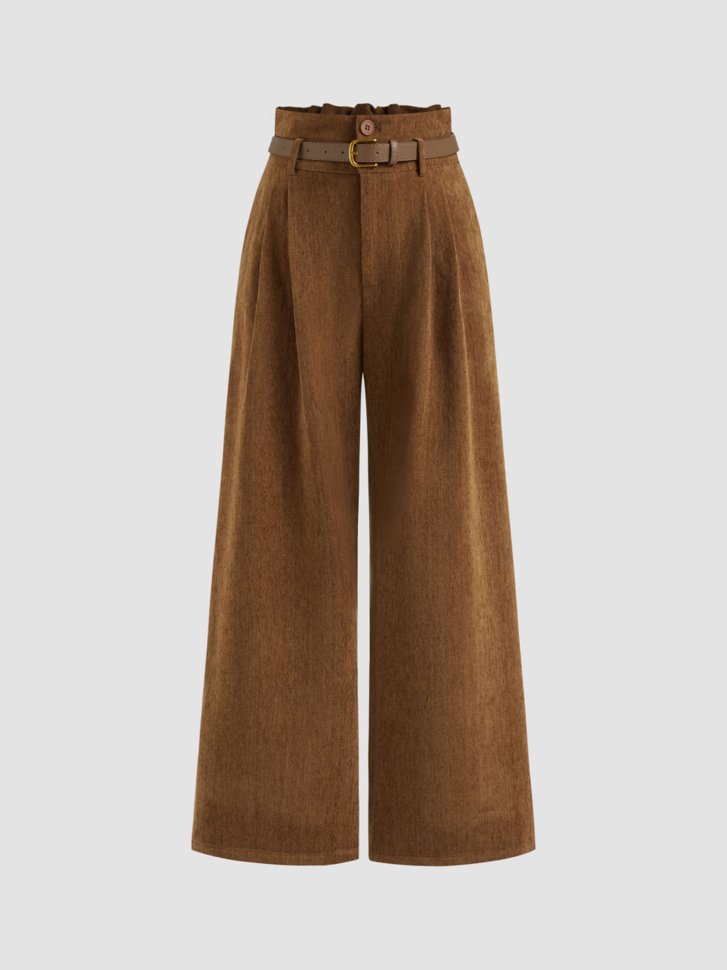 Cordhose Hohe Taille Faltenhose Mit Gürtel