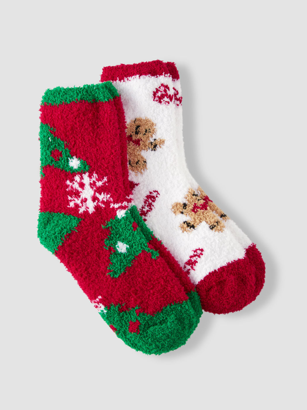 2 PAIRS CHRISTMAS FUZZY CREW SOCKS