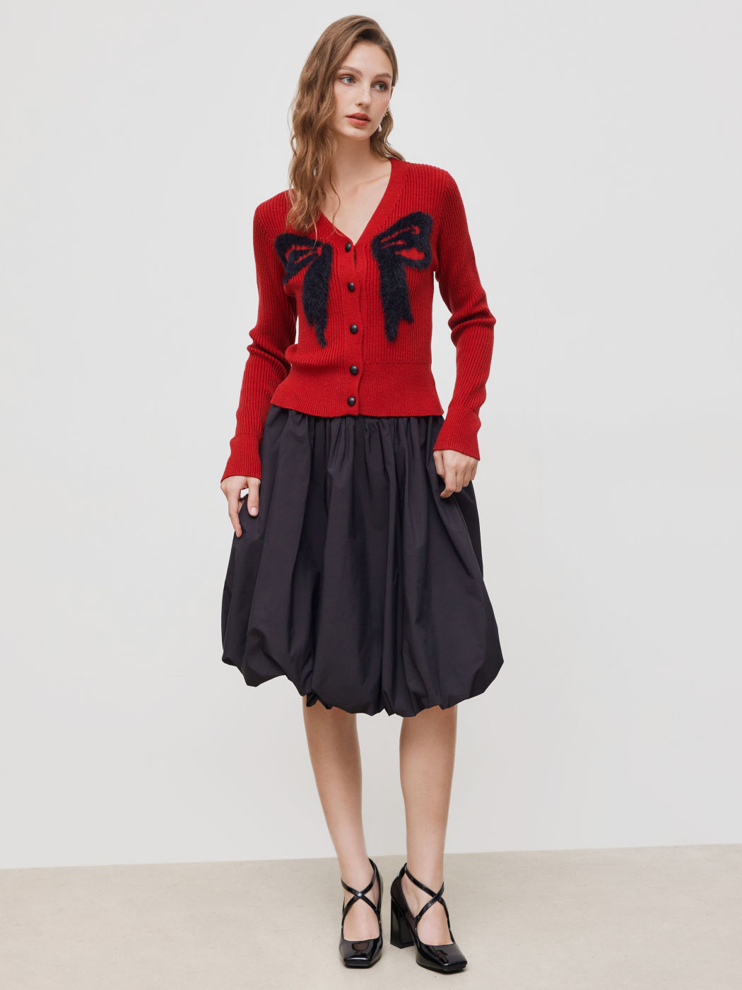 Knit V-neck Bowknot Cardigan