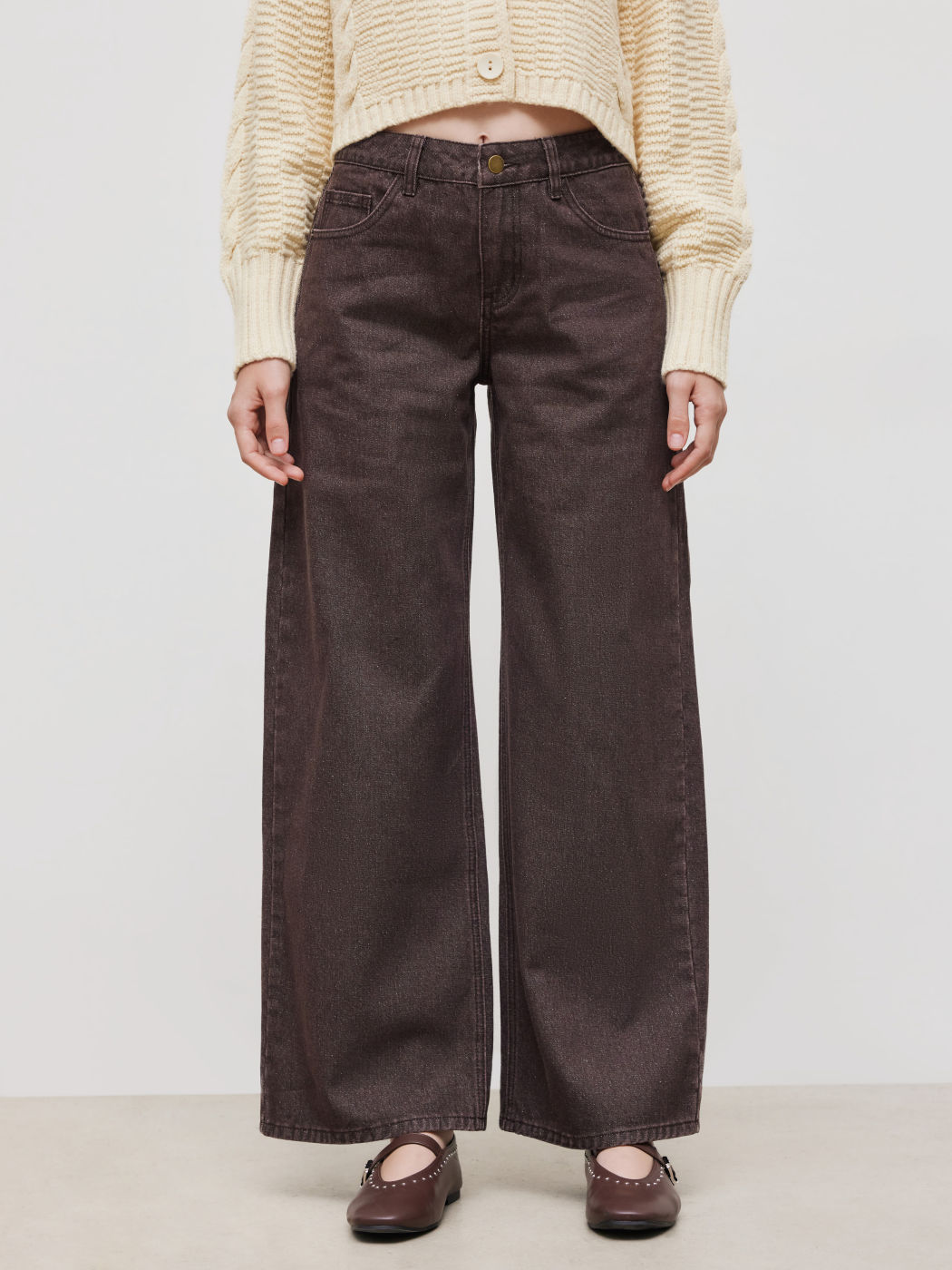 Denim Low Rise Solid Pocket Baggy Jeans