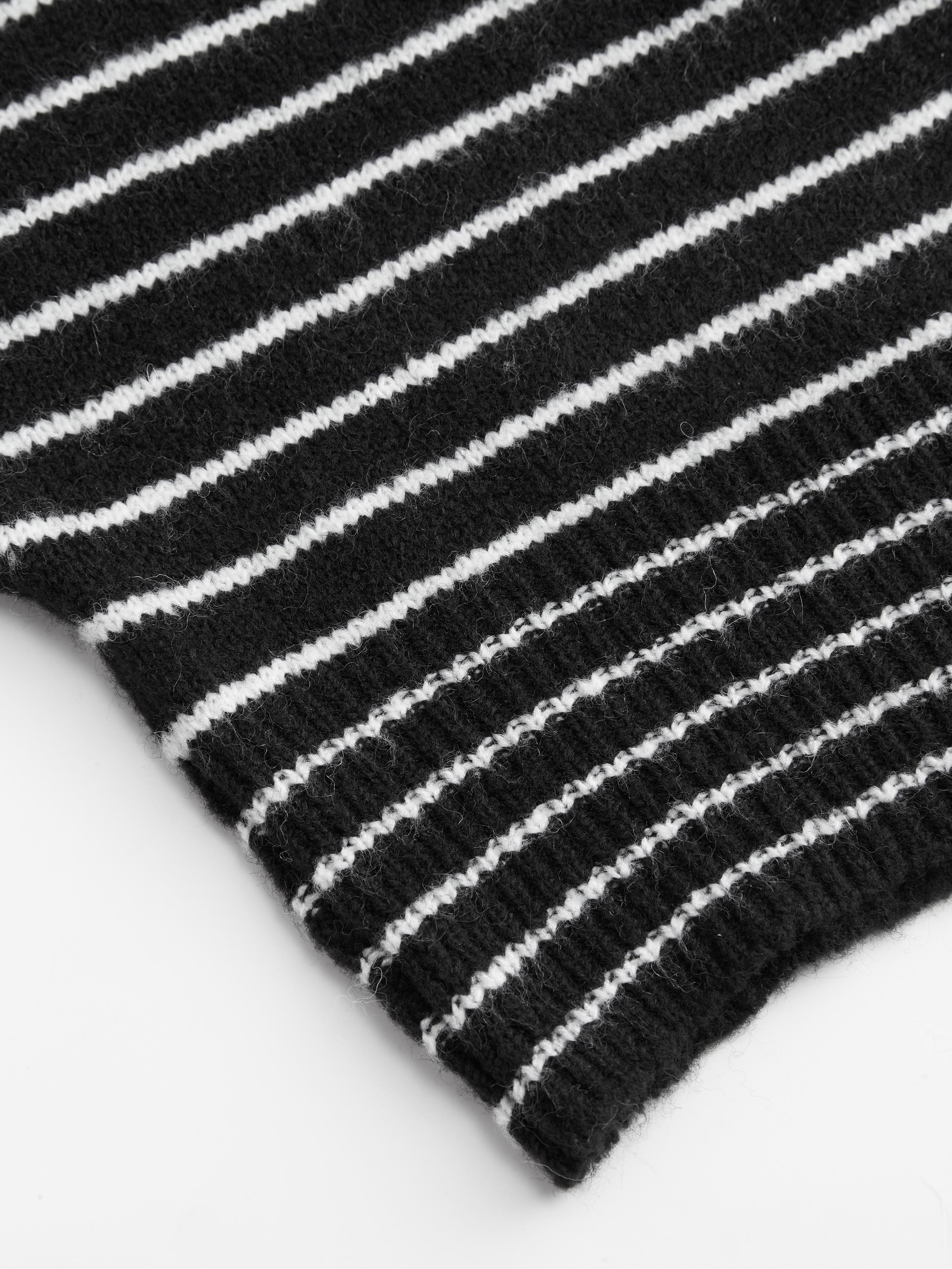 Knit Wool-blend Boat Neck Striped Oversized Sweater 