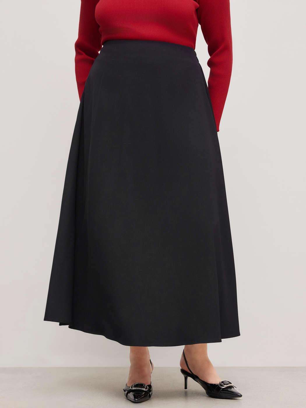 Gonne lunghe Intessuto Maxi gonna a pieghe solide a vita alta