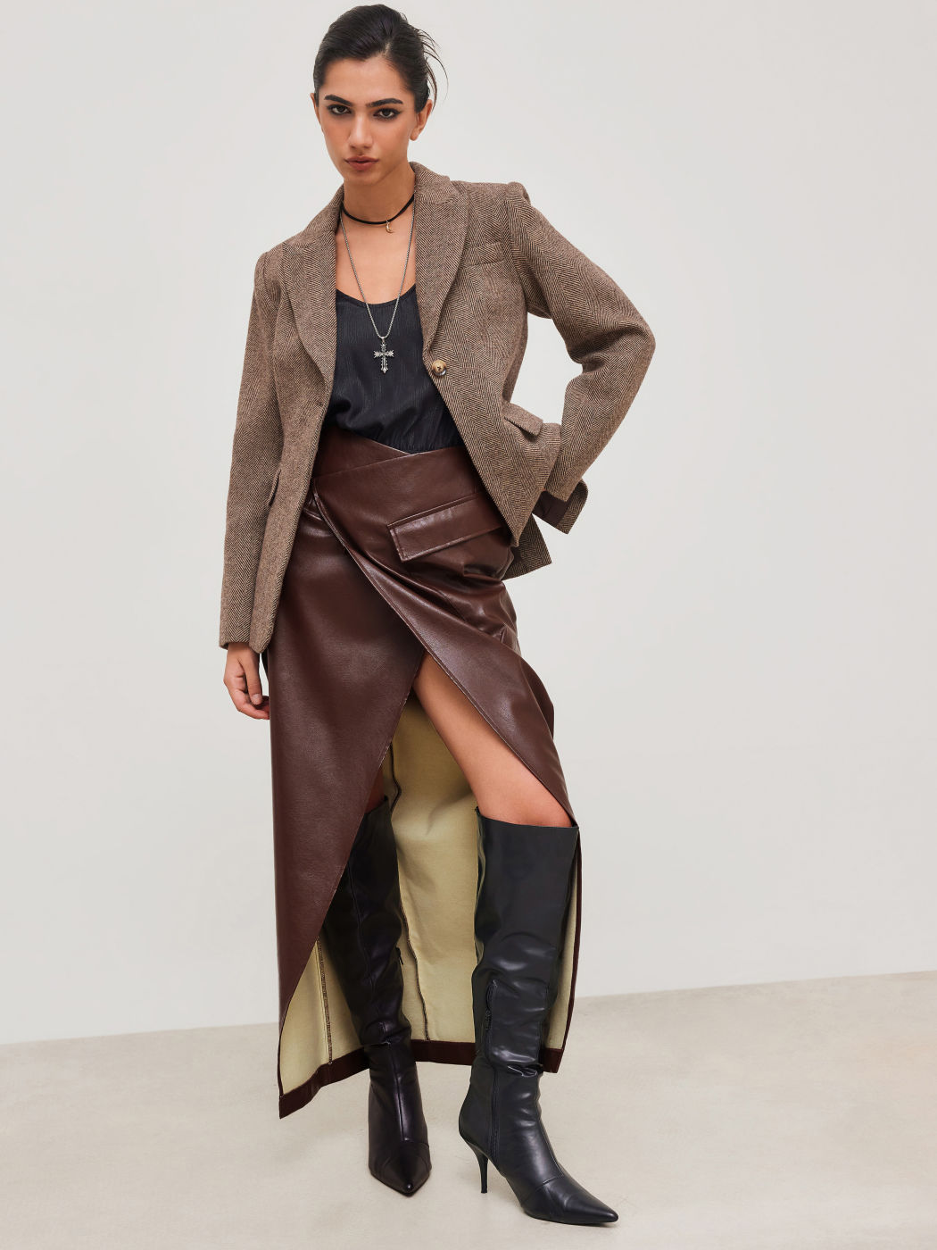 Wool-blend Collar Blazer 
