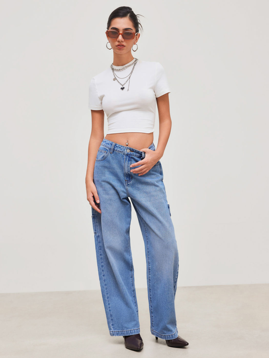 Cider Denim Mid Rise Zipper Pocket Straight Leg Jeans