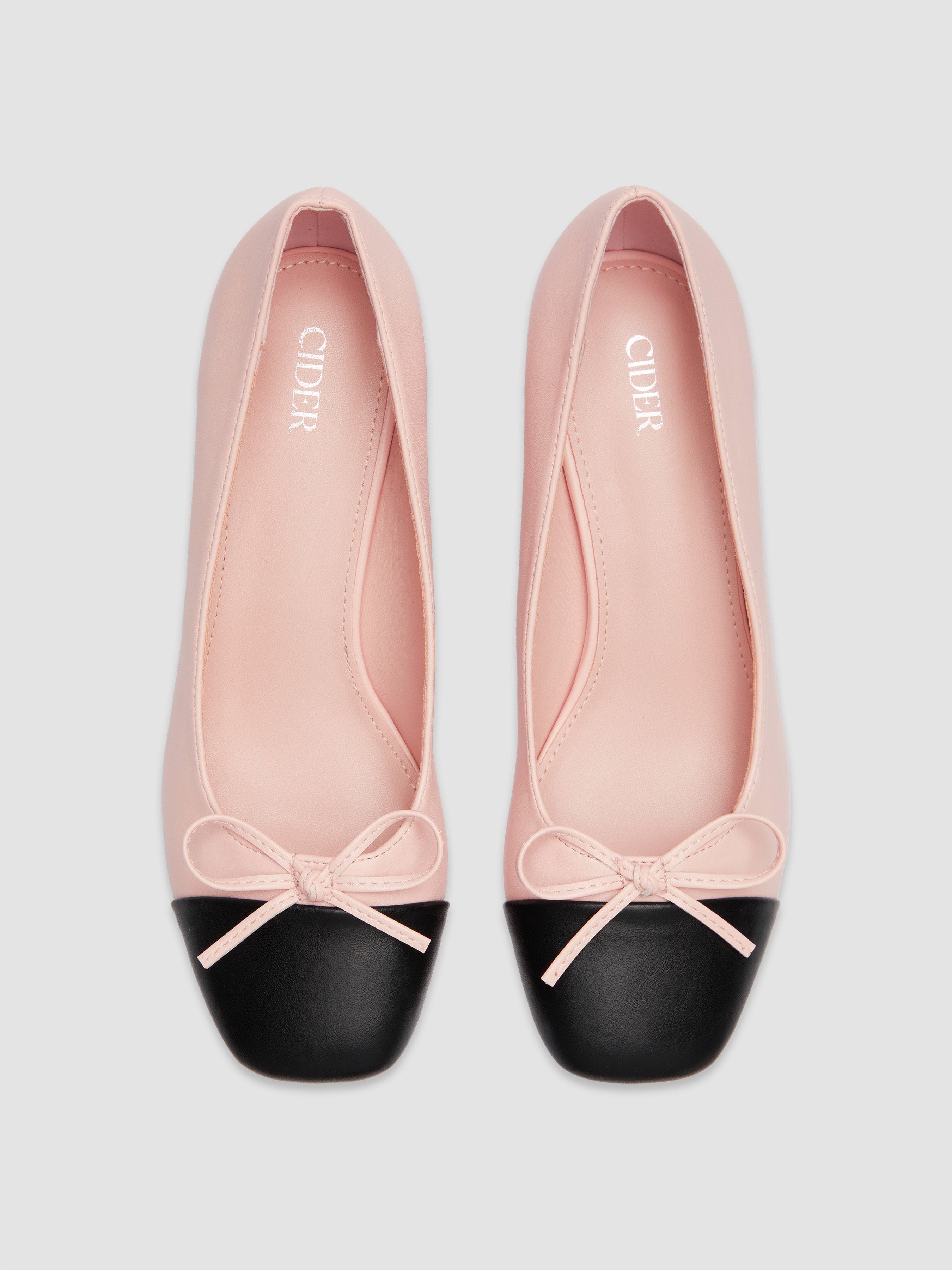 BOWKNOT TWO-TONE CHUNKY HEELED MARY JANE SHOES