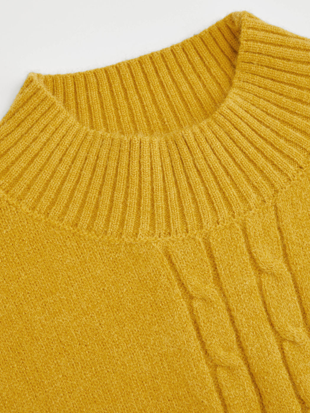 Cable Knit High Neck Solid Short Sleeve Top