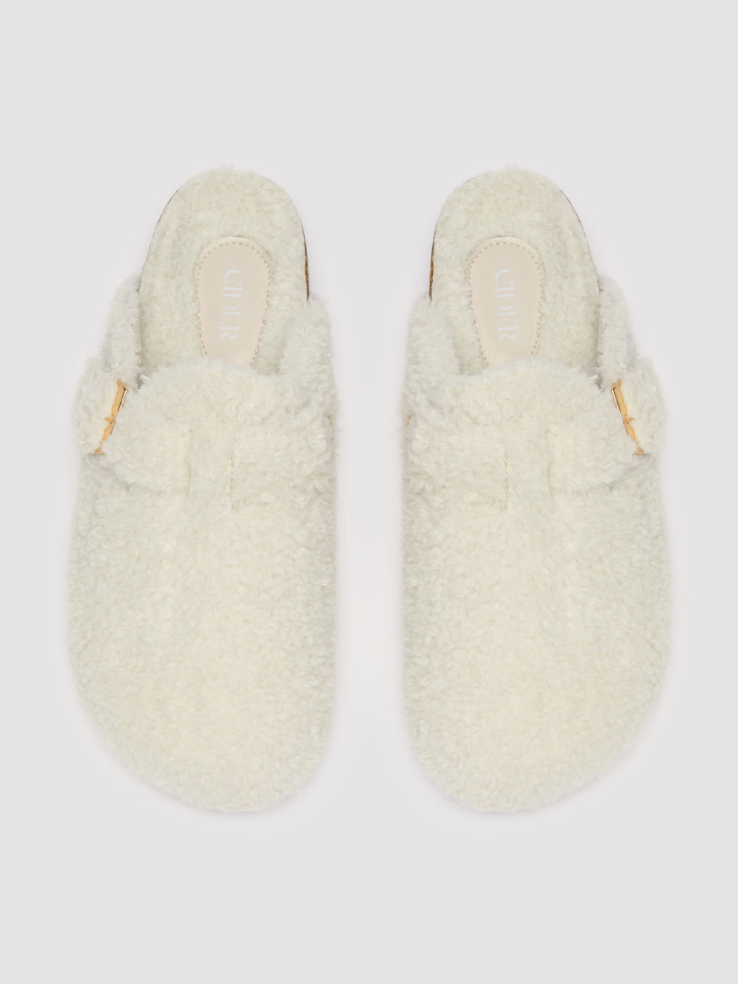 Schnallen Flauschige Mule Flats