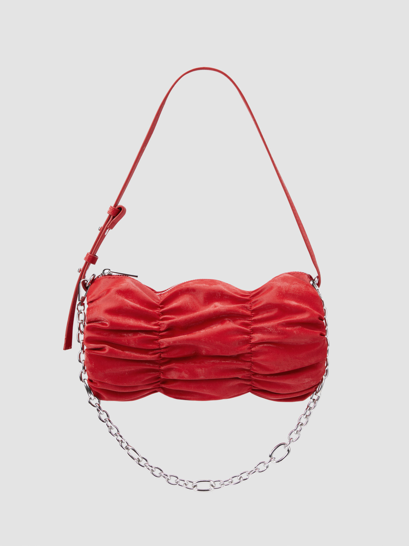 PLEATED FAUX LEATHER SHOULDER BAG