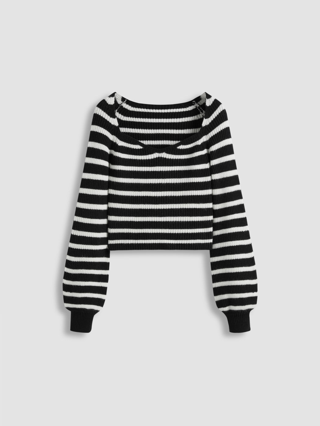 Knit Sweetheart Striped Cropped Sweater