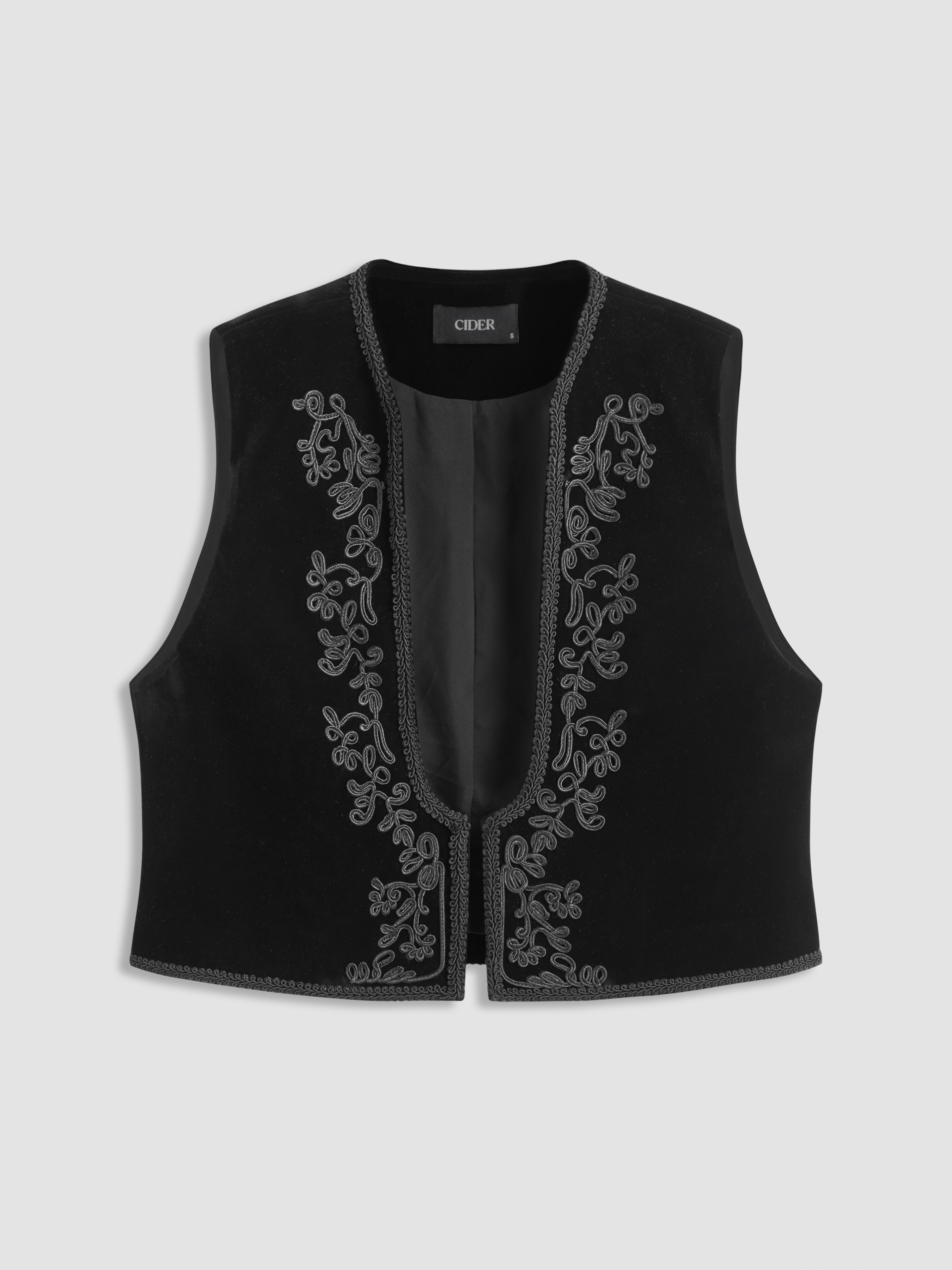Velvet Velvet Embroidered Pattern Vest For Daily Casual