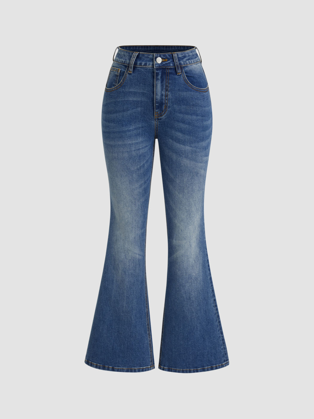 High Stretch Cider Denim High Rise Solid Pocket Flared Jeans