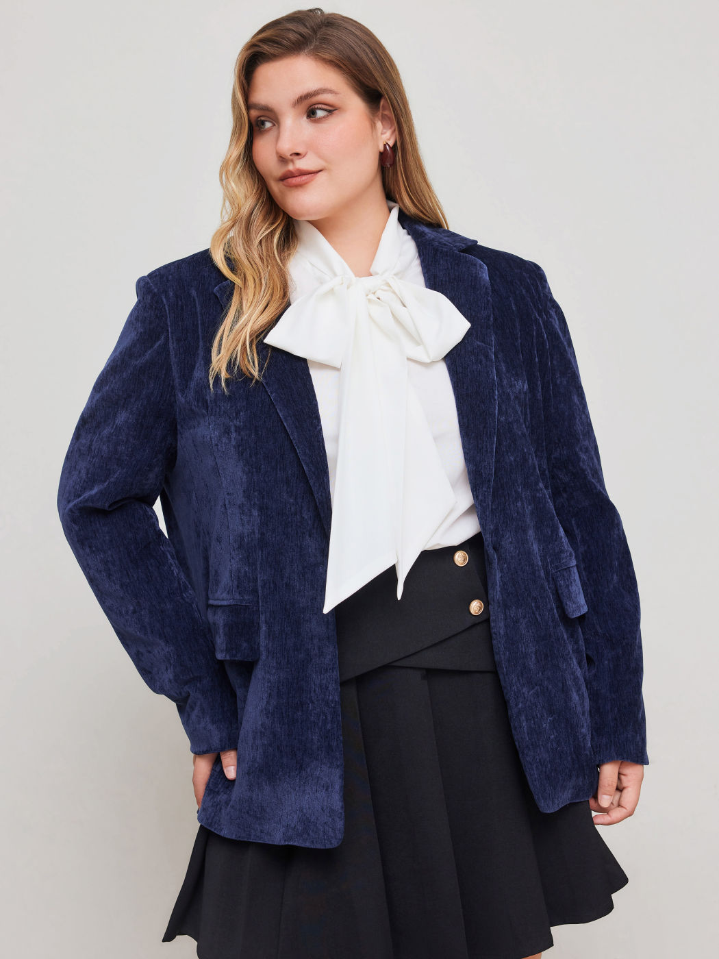 Velluto Colletto Tasca Pulsante Blazer oversize Curve & Plus