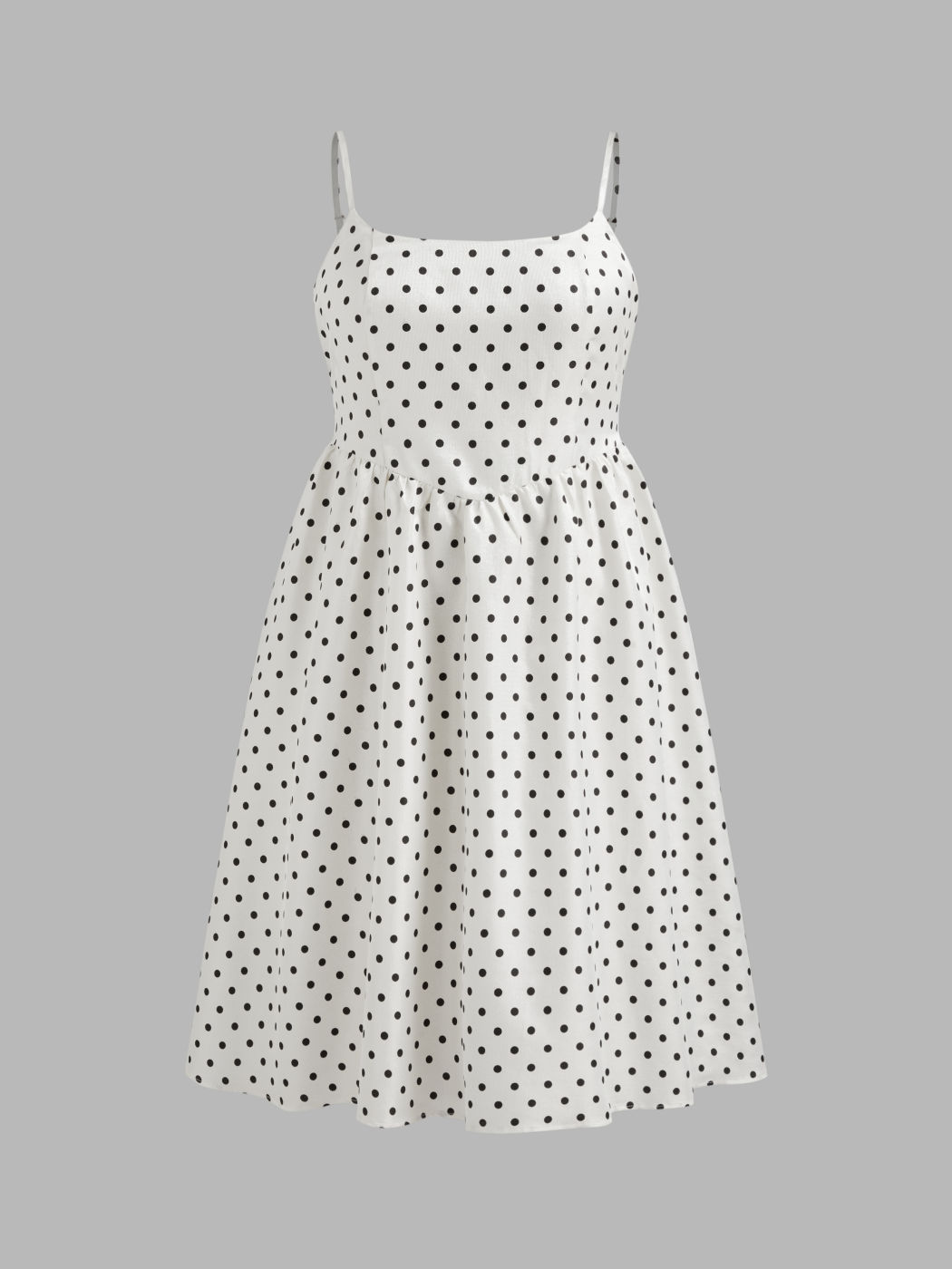 Square Neck Polka Dot Ruffle Hem Midi Dress Curve & Plus