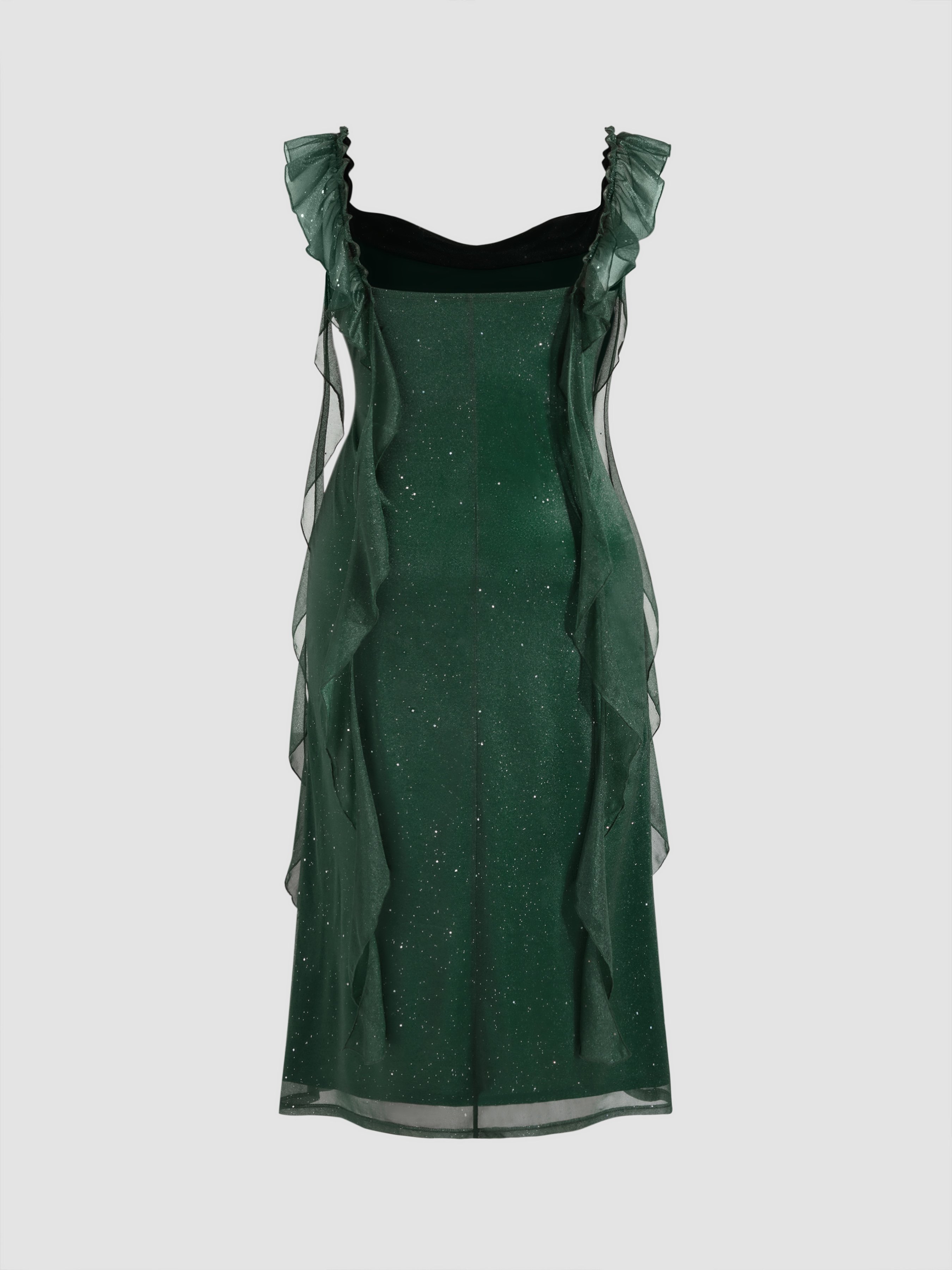 emerald green cowl neck frill hem maxi dress Emerald Green Dress - Brushed Satin Maxi Dress - Cowl Neck Dress