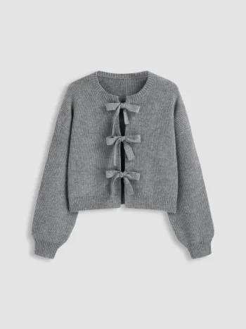 Cardigan Maille Uni à Nouer Devant Curve & Plus