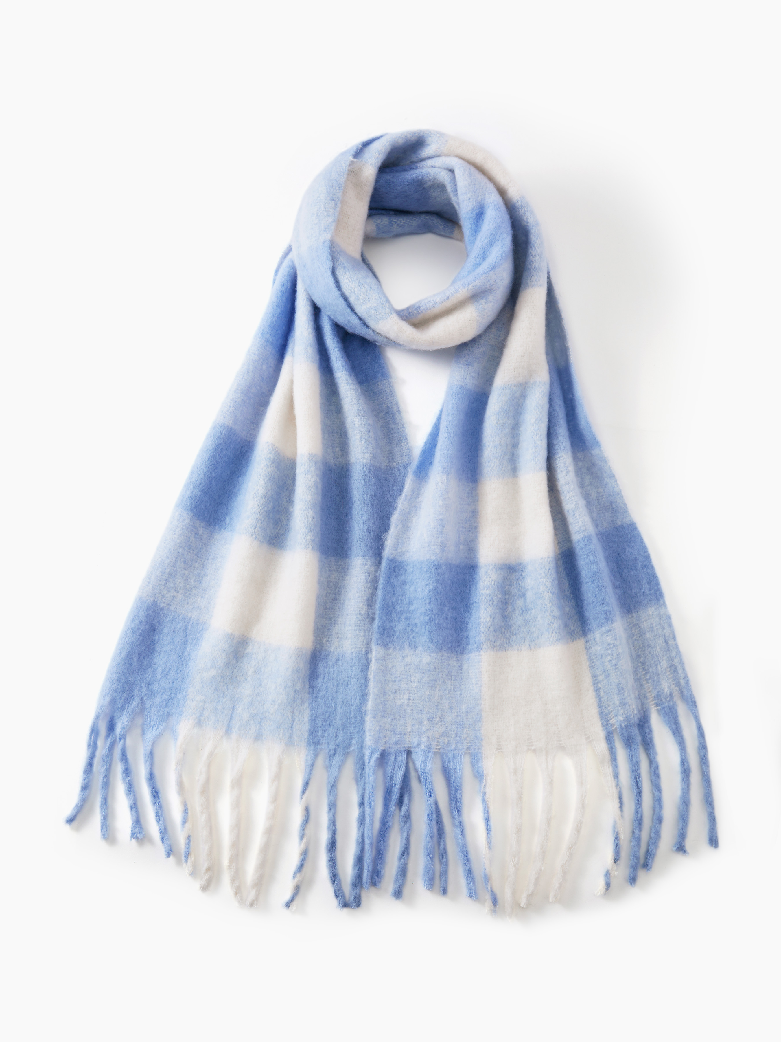 PLAID TASSEL SCARF