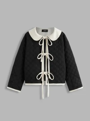Tie Front Quilted Puffer Jacket