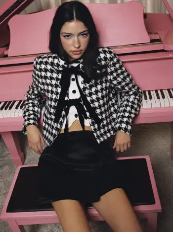 Tweed U-neckline Solid Mini Dress