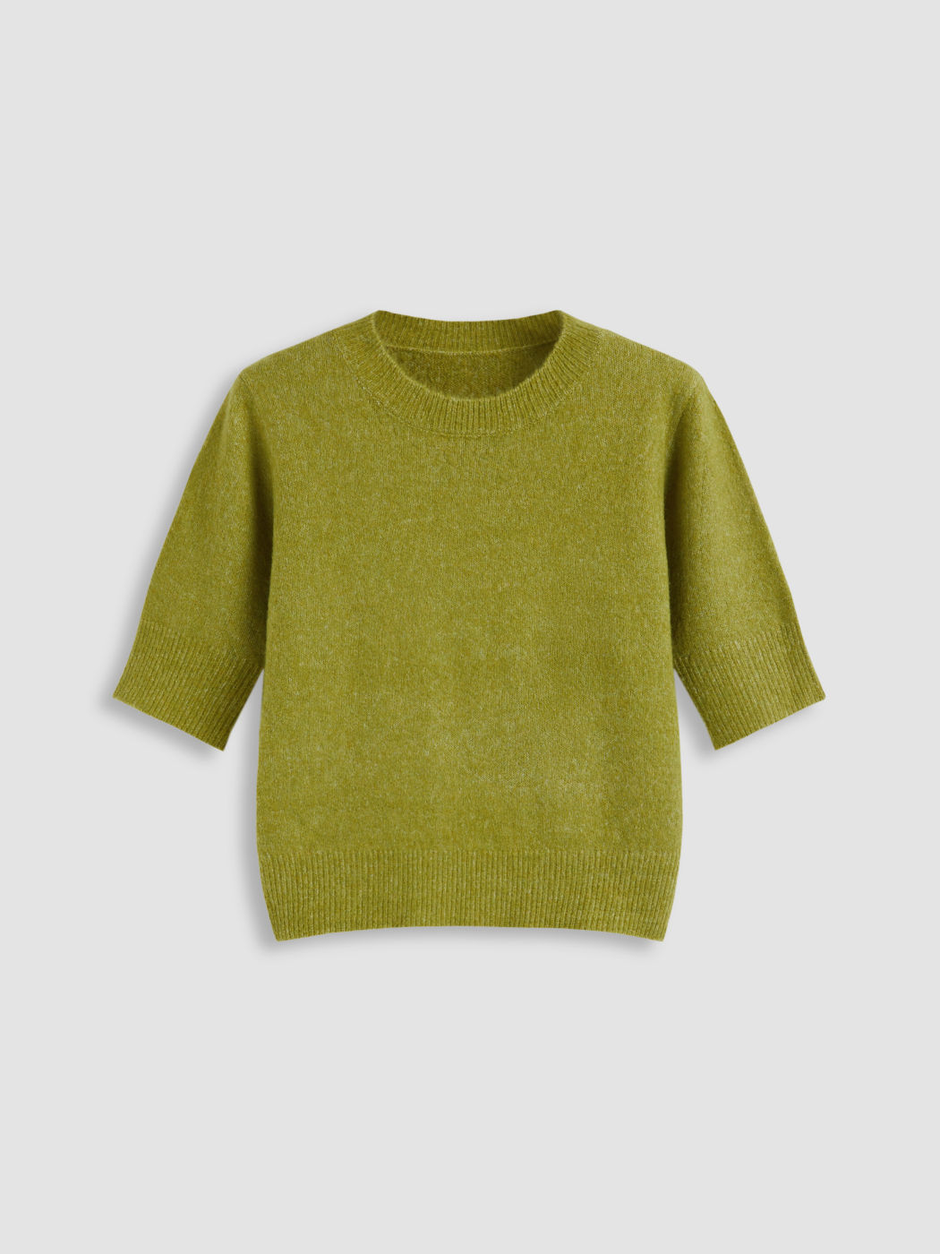 Knit Round Neckline Solid Short Sleeve Crop Top