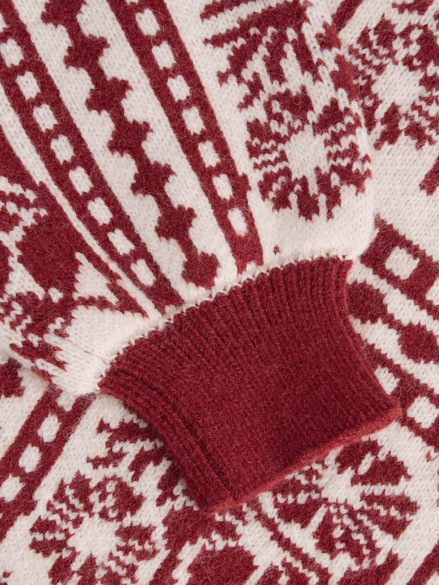 Knit Fabric Knit Round Neckline Floral Contrasting Binding Sweater For Holiday