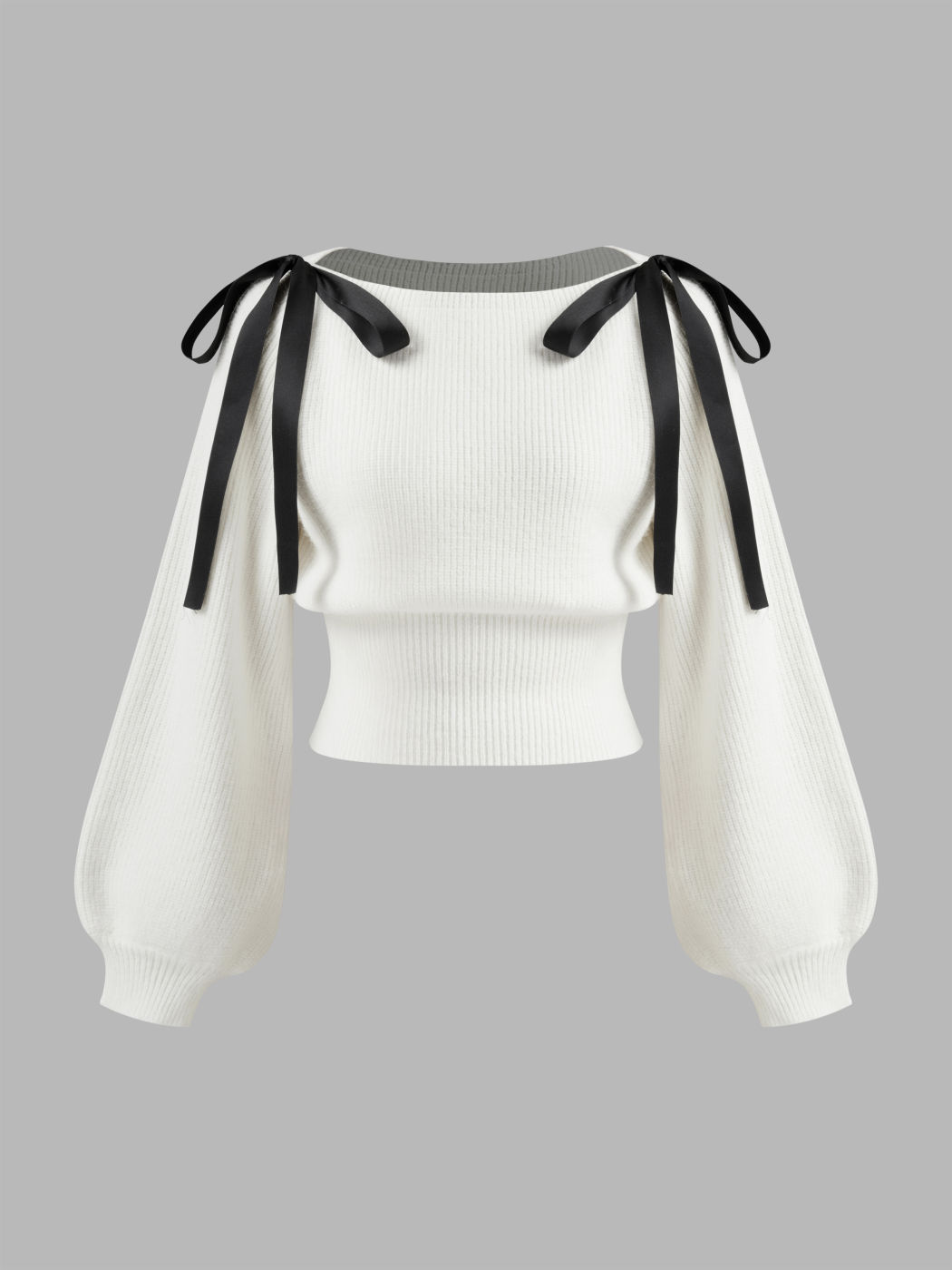 Knit Boot-Ausschnitt Schleife Oversized Pullover