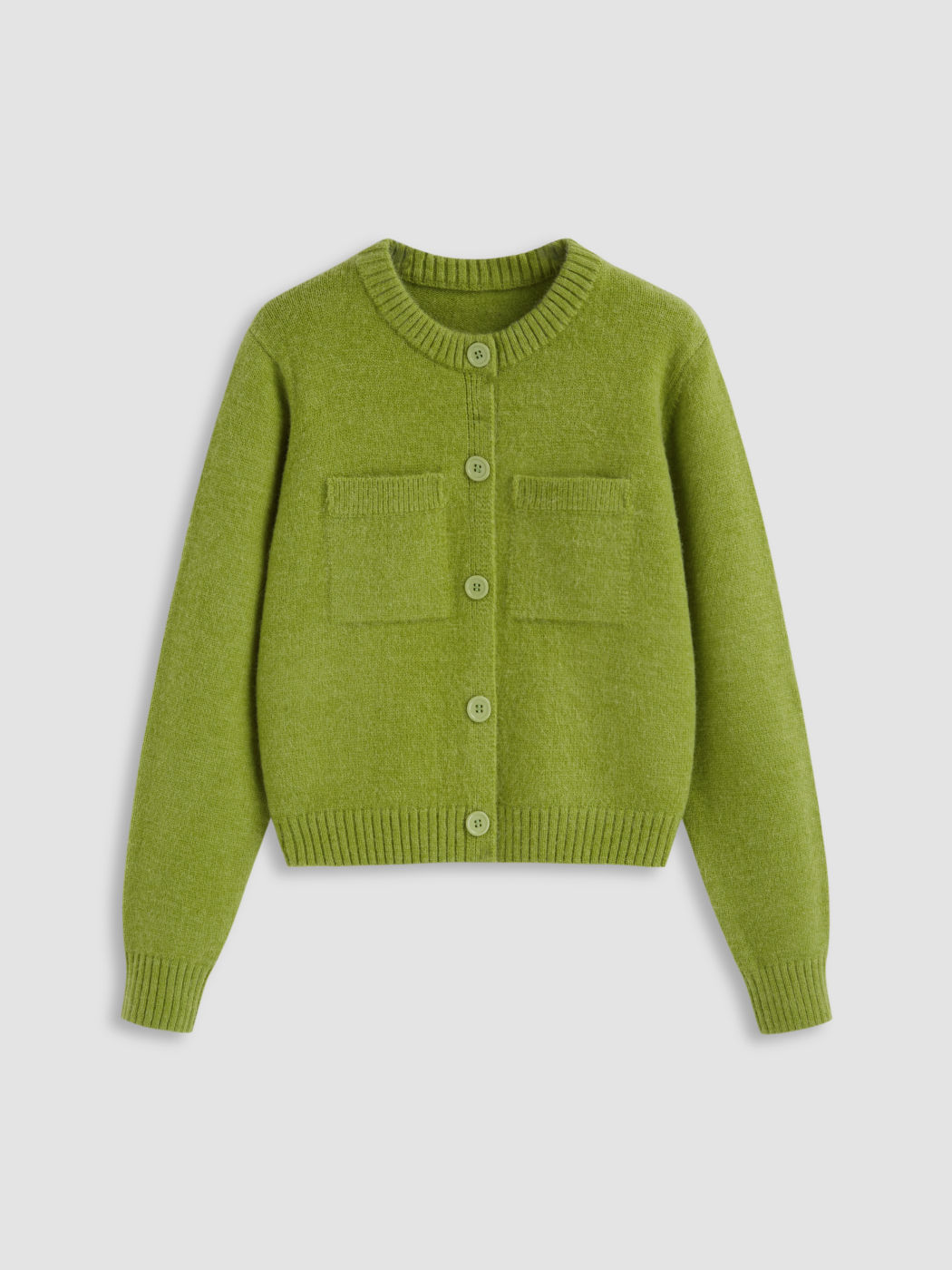 Round Neckline Solid Button Cardigan