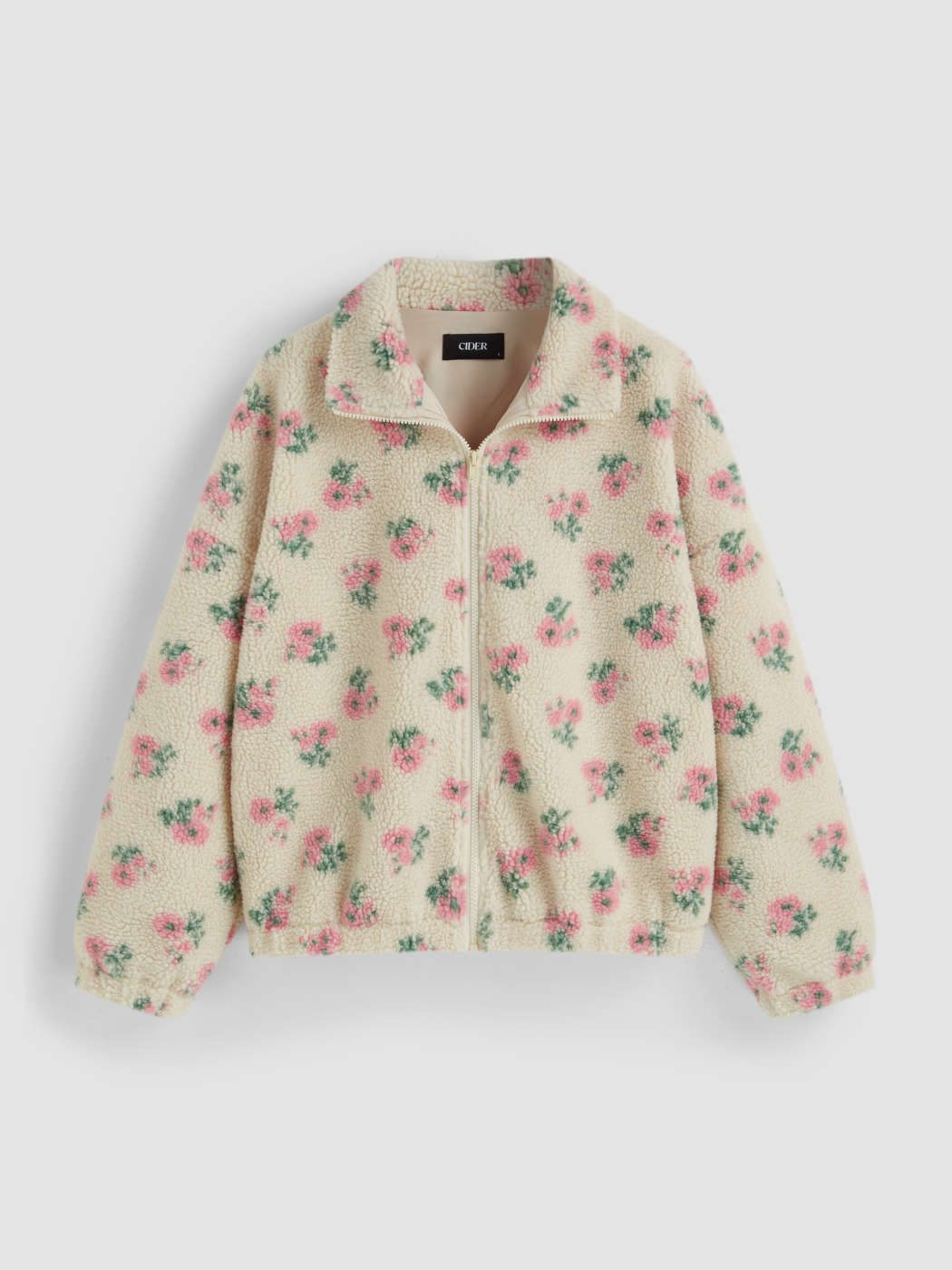 Tessuto in maglia Giacca con cerniera in pile con colletto a fiori