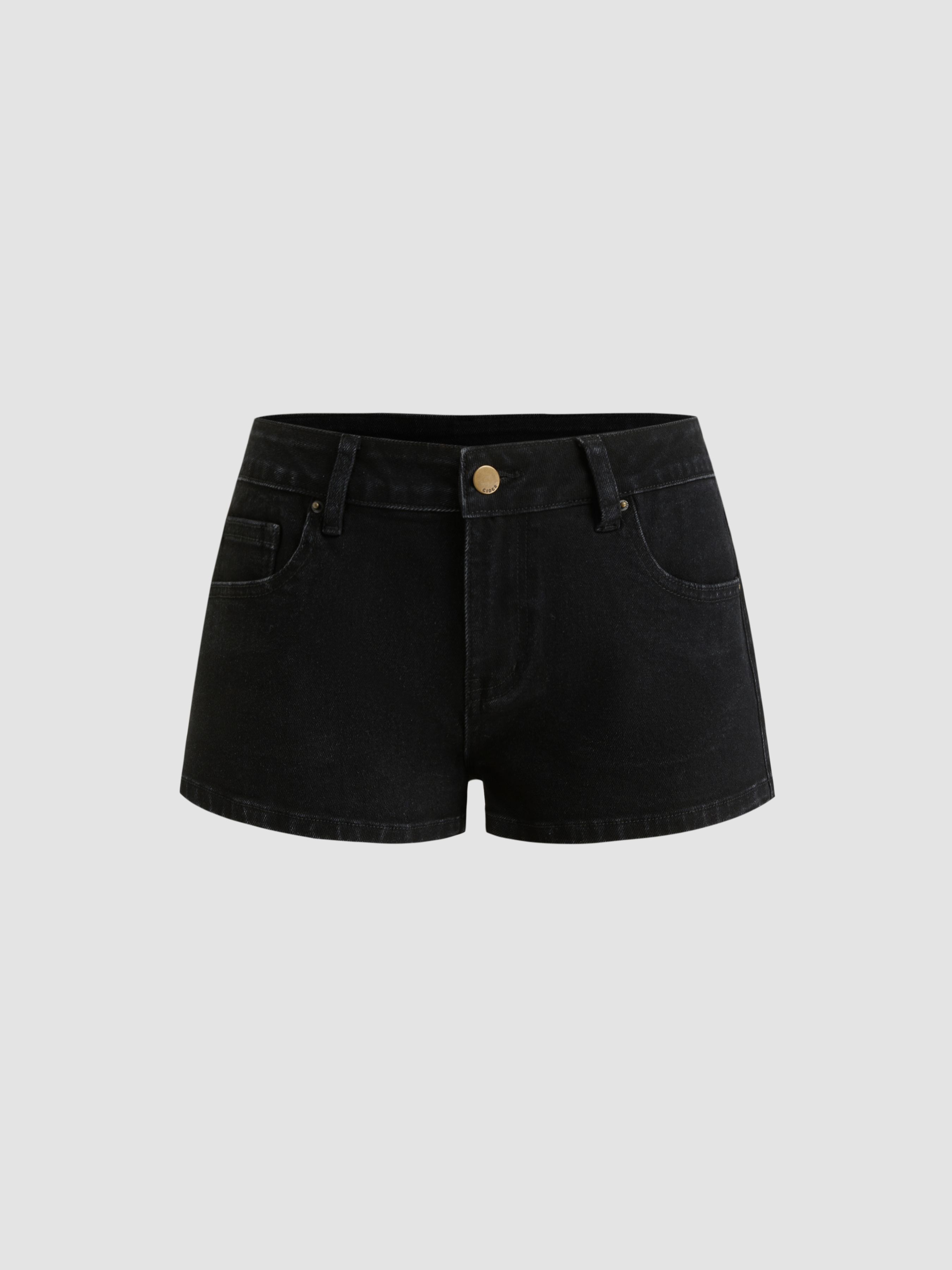 ≪Cider≫\tデニム・ミッドライズ・マイクロ・ショーツ denim denim shorts black denim skirt black denim shorts
