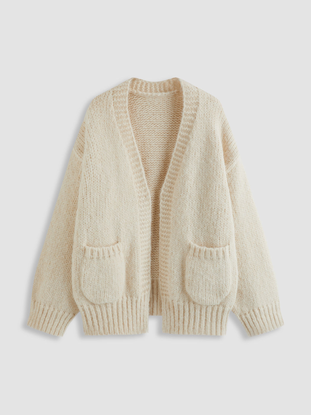 Knit Solid Pocket Oversized Cardigan