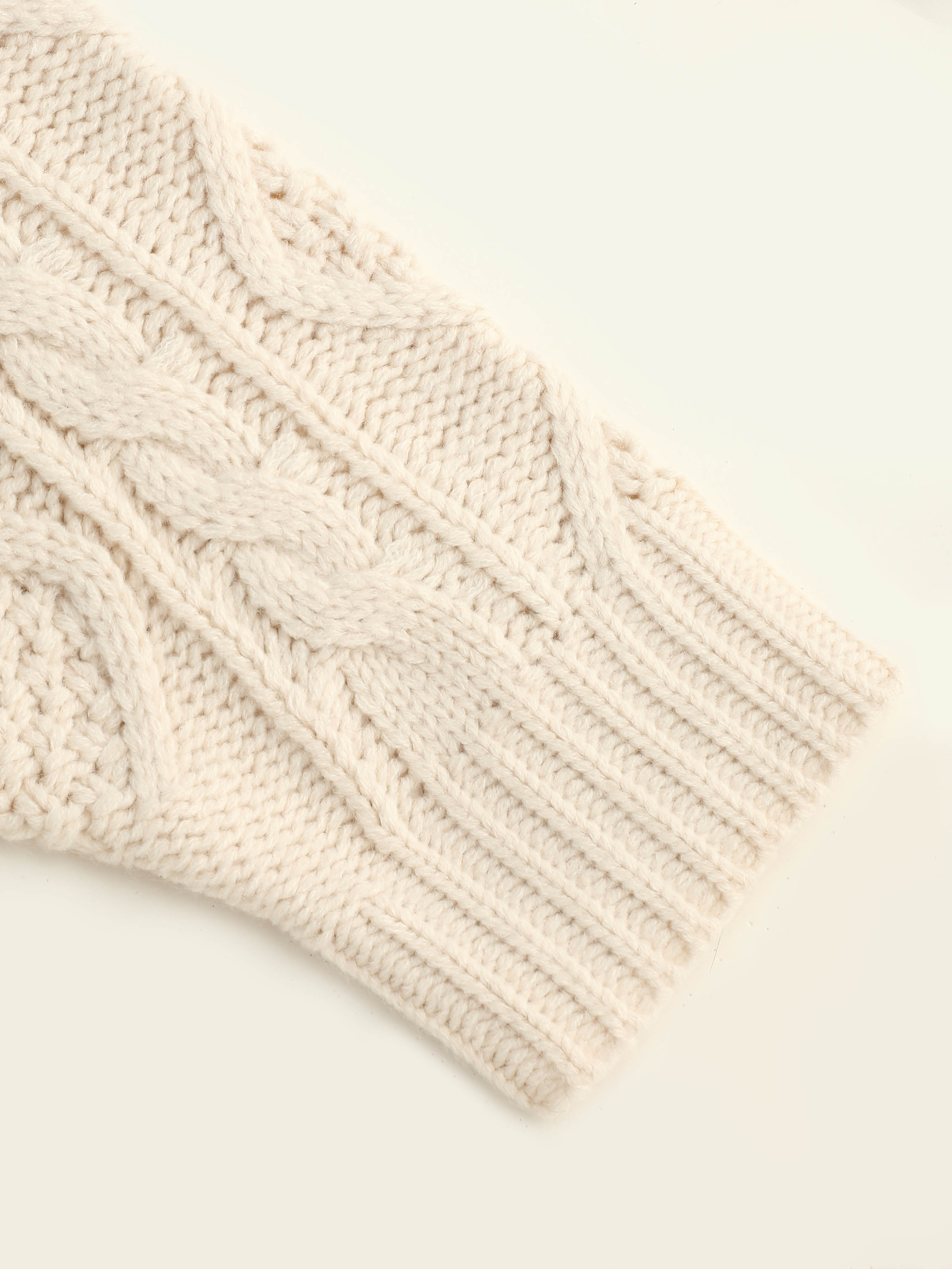 Cable Knit Round Neckline Cut Out Knotted Long Sleeve Top