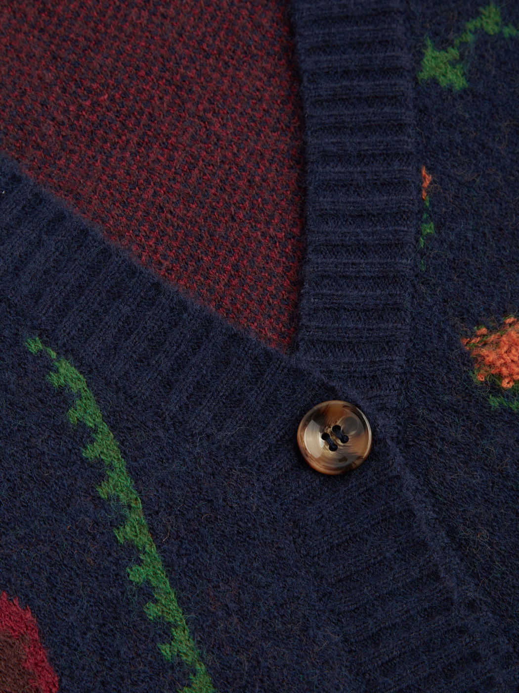 Knit V-neck Floral Button Cardigan